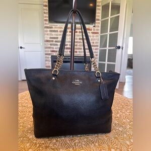 Coach Black Leather Tote Bag